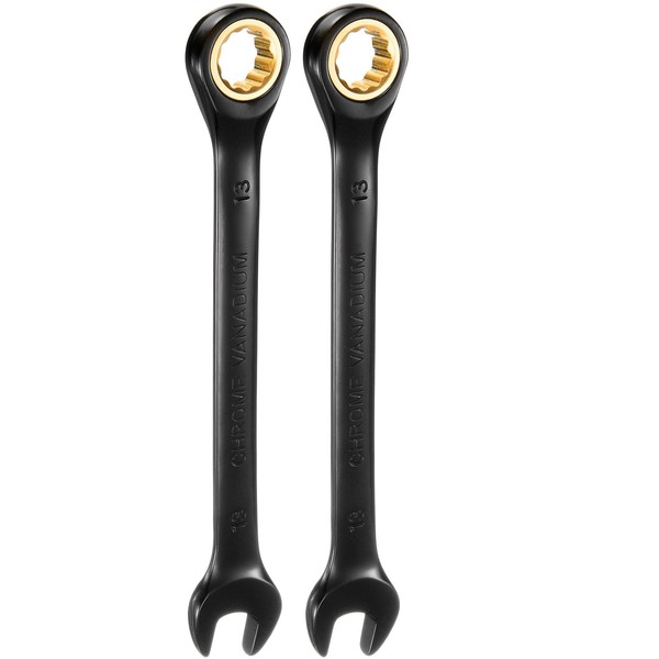 HARFINGTON 2Pcs Ratcheting Wrench 13mm Metric Open End Wrench 72-Teeth