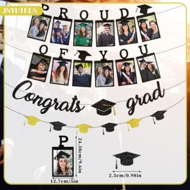 3 Pcs Graduation Decorations 2025, Graduation Photo Banner Congrats Grad Banner, Graduation Banner Garland Graduation Hat Decor for College Graduation Party Decorations