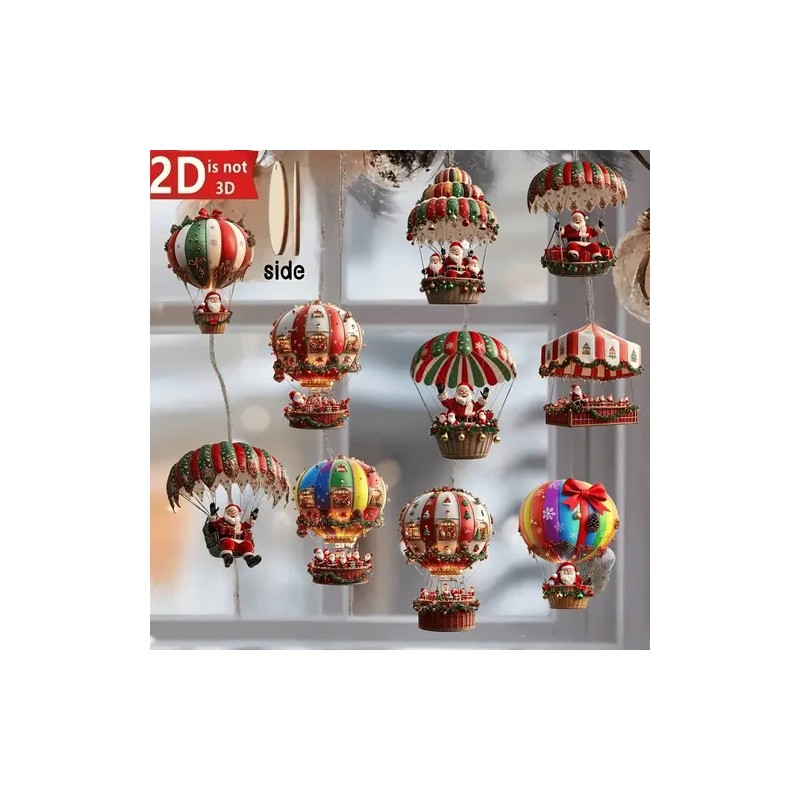 10 Bales De Ar Quente De Natal De Madeira 2d