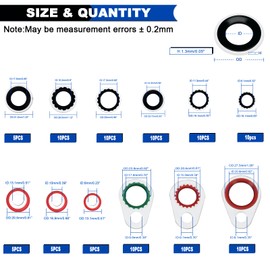 Daptemn 175 PCS A/C Compressor System Seal Washers Kit, 12 Size Air Conditioning Gasket and 18 Size Car AC O Rings, Universal Vehicle Repairs Automotive Self-Centered Washer