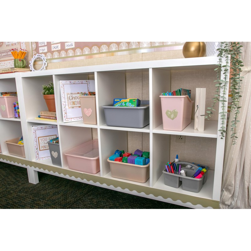 Teacher Created Resources Gray Small Plastic Storage Bin 6-Pack (TCR2088581)