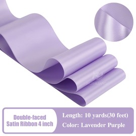 HUIHUANG 4 inch Wide Satin Ribbon Lavender Purple Ribbon Solid Color Double-Faced Satin Ribbon for Wedding Chair Sash Bridal Shower Decor Large Bows Making Flower Bouquet Crafts -10 Yards/Roll