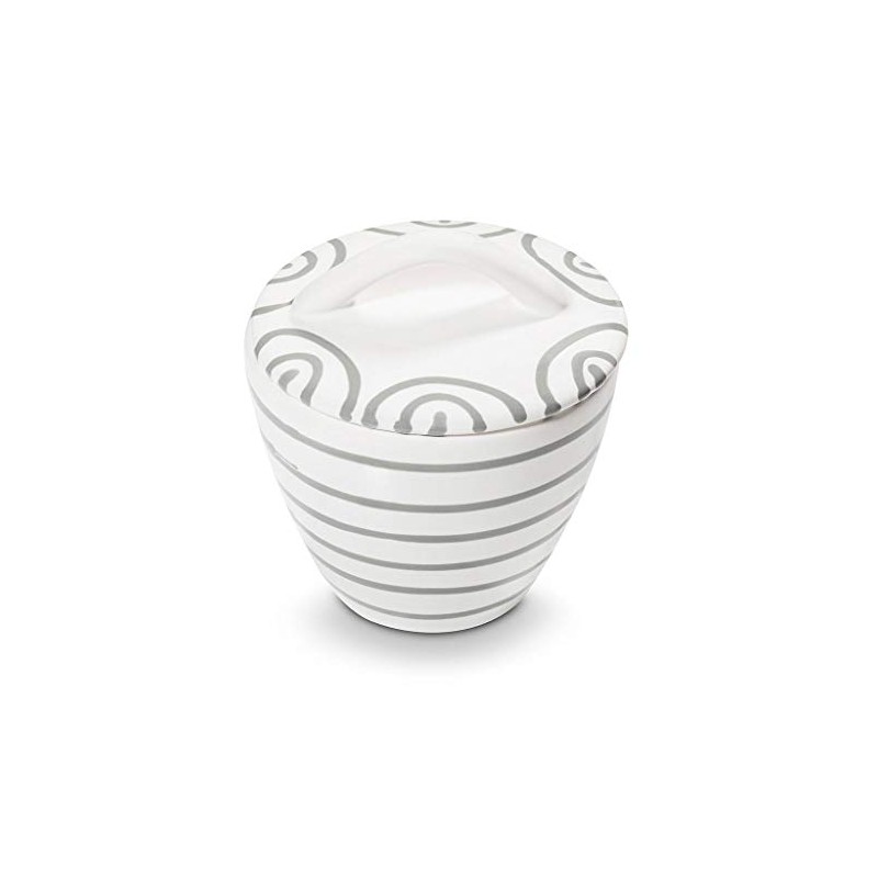 Gmundner Keramik Manufaktur 0106DZGO09 Graugeflammt Gourmet Sugar Bowl Diameter 9