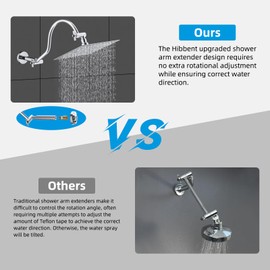 Hibbent All Metal Upgraded 18'' Shower Head Extension Arm with Flange, Solid Brass Flexible Height & Angle Adjustable Shower Arm Extender with Lock Joint, Universal Connection, Chrome