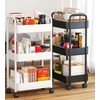 3-Tier Plastic Rolling Utility Cart Storage Cart Organizer with Wheels