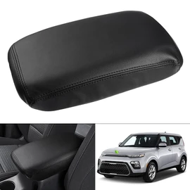 Karltys for Kia Soul Center Console Cover 2020-2024 2025, Leather Middle Console Cover for Kia Soul Accessories Waterproof Armrest Seat Box Cover Elbow Cushion Pad Protector Anti-Scratch