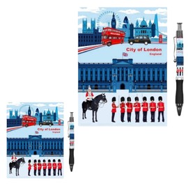 Bells Box 2 x A5 & A6 London Souvenirs Notebook with Pen - England British Stationary Gift Set - London Landmark Notepads Pens
