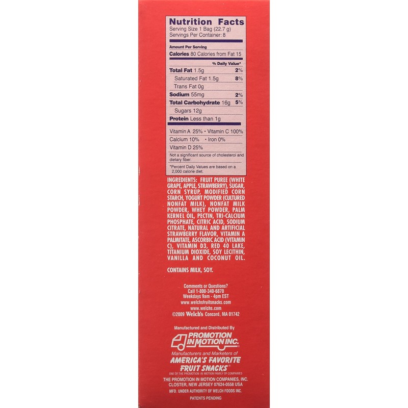 Welch's Strawberry Fruit'n Yogurt Snacks 8 Pouches