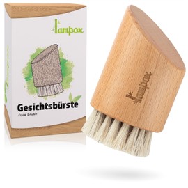 lampox Face Brush, Dry Brush, Face Brush, Exfoliating Brush, Cleaning, Natural Bristles Made of Horse Hair, Beech Wood