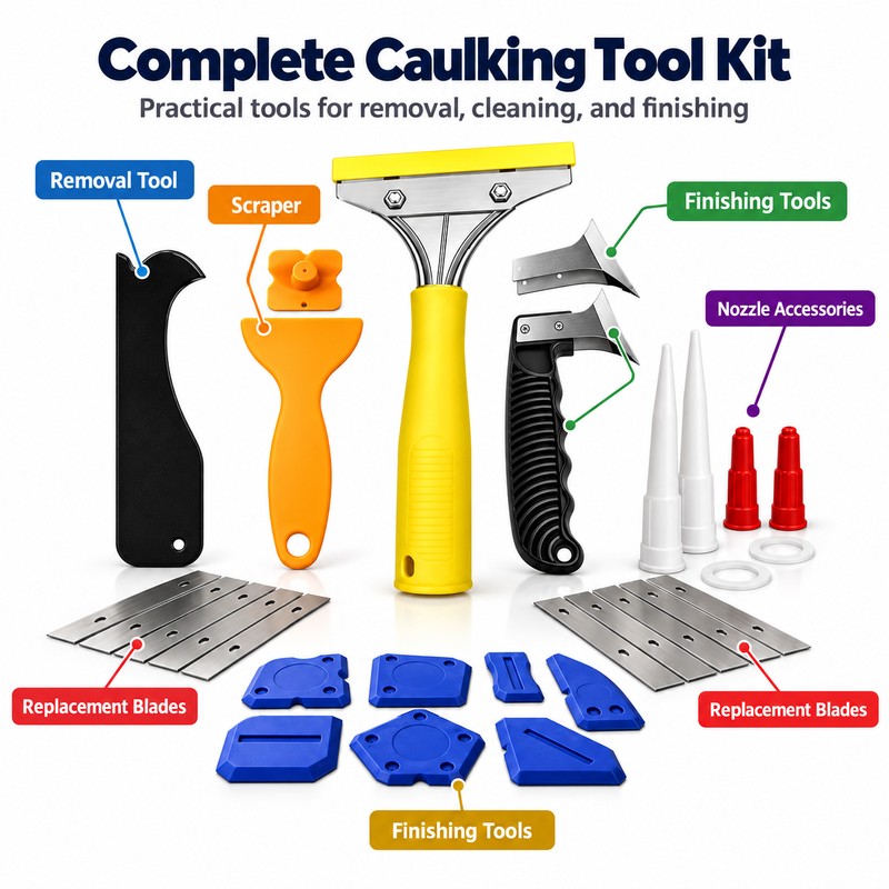 25-Piece Caulking Tool Kit for Bathroom & Kitchen – Caulk
