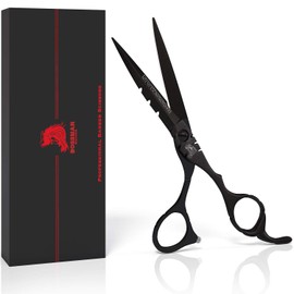 Bossman Professional Barber Scissors - 5.5 inch - Black Stainless Steel Hair Shears - Beard and Mustache Scissors for Men - Barber Shears for Hair Cutting and Trimming