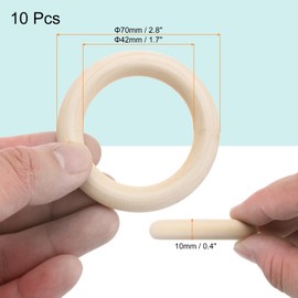 MECCANIXITY 30pcs 2.8" Unfinished Wooden Rings Smooth Natural Wood Macrame Rings for Curtain Connectors DIY Crafts Knitting Decoration Jewelry Making