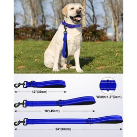 Joytale Strong Short Dog Leash 12 Inch, 1.2 Inch Wide Heavy Duty Traffic Leash for Dogs with Padded Handle, Short Leash for Dog Training Control, Reflective Leashes for Medium Large Dogs, Royal Blue