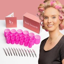 loui bouclé ® Hair Rollers Set with Clips [30 Pieces - 18 Curlers & 12 Metal Clips] - 3 Different Sizes for Large Curls Without Heat - Hair Curler with Clips (48, 36, 25 mm)