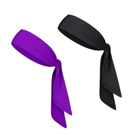 Head Ties Headband for Men & Women (2 Pack) Sport Headbands Adjustable Hair Band Scarf Wrap Bandana for Tennis Basketball Soccer Running Workout Yoga Gym Cycling Fitness Under Helmet Liner Headwear