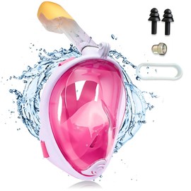 Riisoyu Children's Snorkel Mask, Diving Mask, Full Mask, Anti-Fog and Anti-Leak Technology, Foldable Full Face Diving Goggles, 180° Field of View, Full Face Mask