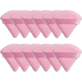12 Piezas Esponjas Maquillaje Triangular para Polvo, Borlas para Maquillaje en Seco y Mojado, Esponjas Faciales Maquillaje Terciopelo Suave para Polvo Suelto/Polvo Corporale/Base de Maquillaje (Rosa)