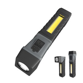 PINSAI Magnetic 90 Degree Flashlight with Clip, LED Rotatable Lightweight Rechargeable Work Light,5 Modes with COB Worklight, Multi-Use Waterproof Handheld Flash Light for Working