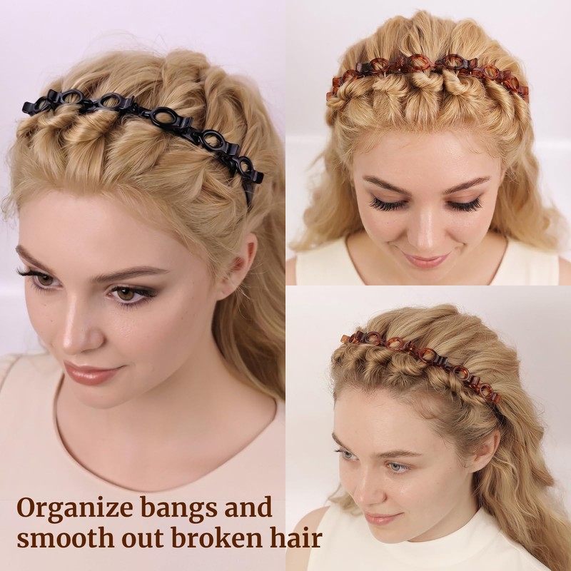HFZRZFH Professional 2-Pack Weave Bangs Headband Set for Women -