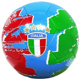 Cucuba Football for Training or Match Italy Size 5 White Red Green Blue with Tricolour Shield