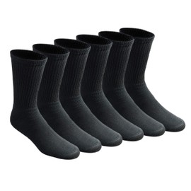 Dickies Men's 6 Pack Cushion Crew Socks, Black, 10-13 Sock/6-12 Shoe