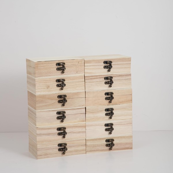 Xhqsulsclac 12PCS Unfinished Handmade Wooden Box,5.8X3.8X1.8in Small Keepsake Box Jewelry
