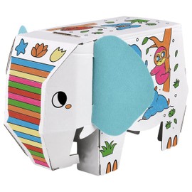Forest & Twelfth Doodle Construct Cardboard Elephant, Fun DIY Educational Building Toy for Kids, Color & Creative Artistic Fun for Fine Motor Skills Development & STEM Learning, Set of 6 Markers