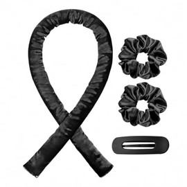 Signature 8 Diadema con rulos sin calor/Rizador de cinta de seda sin calor para rizos con pinza para el cabello, ondas suaves y naturales, rulos para 