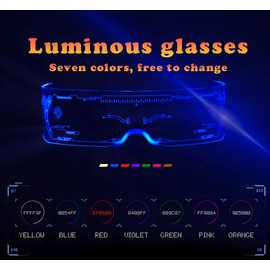 JYB Hopefuture LED Cyberpunk Luminous Glasses, Decoration Party Colourful Technology EL Cold Light Lens Glasses (Hope)