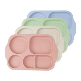 greenandlife 12 Inch (4PCS) Large Unbreakable Divided Plates for Kids Adults, Dishwasher & Microwave Safe Plates, Lightweight Reusable Plastic Compartment Plates, BPA Free and Healthy