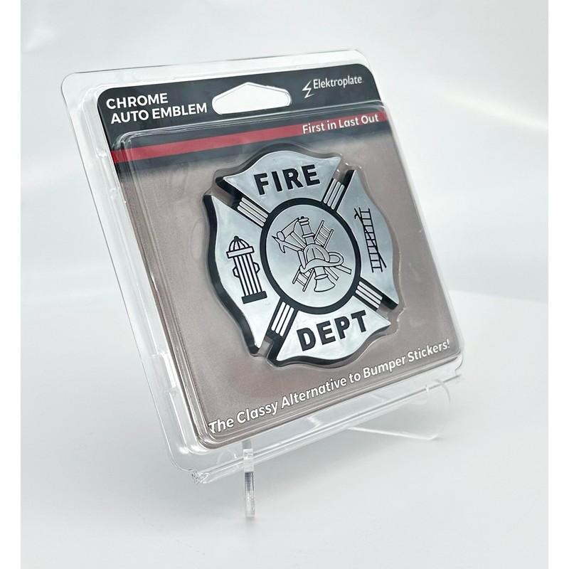 Firefighter Support Black Accent Chrome Auto Emblem