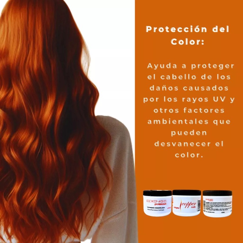 Edengi Kit Shampoo 1lt Copper + Tratamiento Intensificador Copper