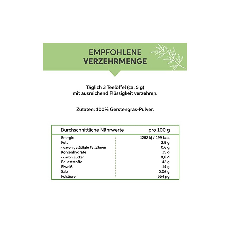 eltabia Gerstengras Pulver gemahlen 1000g | Gerstengraspulver in Premium Rohkost-Qualit?t