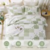 KINBEDY Green Floral Patchwork Quilt Set Full Queen Size, Quilted