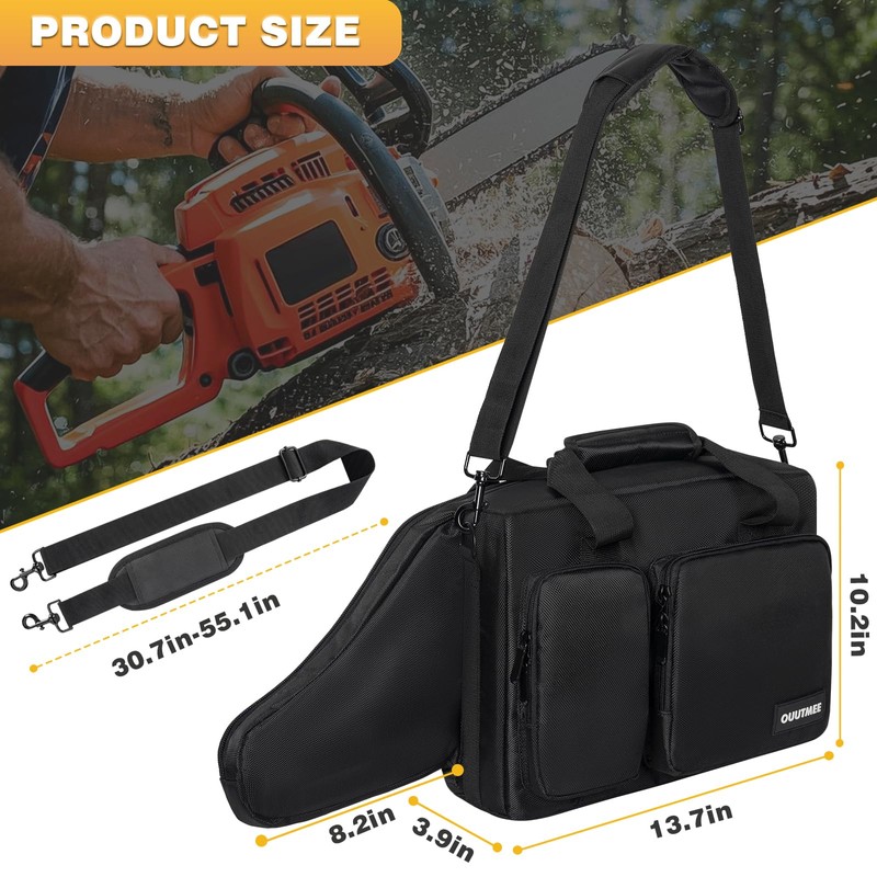OUUTMEE Chainsaw Carrying Case, Waterproof Foldable Chainsaw Storage Bag Compatible