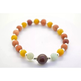 MyanmarMakers Natural Gemstones Beaded Burmese Jade 92.5 Sterling Silver Bracelet Jewelry