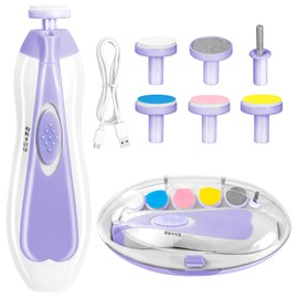 Qunlions life Baby Nail Trimmer Electric, 6 in 1 Rechargeable Baby Nail Clippers Manicure Set Grooming Kit for Toddler Infant or Adults (Purple)