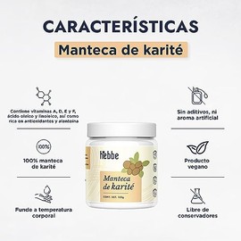HEBBE - Manteca De Karité 120 G | Hidrata A Profundidad La Epidermis | Estimula La Producción De Colágeno | Ayuda A Reducir Las Líneas De Expresión