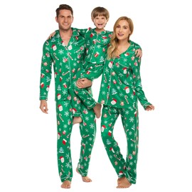 Ekouaer Family Christmas Pajamas Matching Xmas Tree and Fun Deer Pjs for Holiday Festival(Men/Women/Green,M)