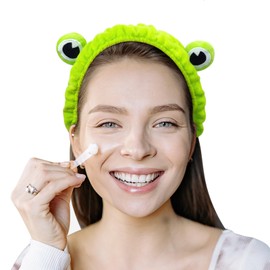 HFZRZFH Green Frog Eye Headband,Fun and Cute Elastic Headband for Women, Spa, Makeup and Skincare Headband