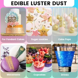 SUKVTDY Edible Glitter for Cocktails and Cakes, 12 Colors x 5g Food Grade Shimmer Luster Dust Edible Set, Food Glitter for Drinks Cookies Chocolate