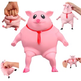Pink Porky Splash Toy - Cute Pig Squeeze Toy for Stress Relief (5.5x5.5IN) - Novelty Animal Stress Toy for Kids and Adults - Splat Pig Sensory Fidget, Ideal for Autism