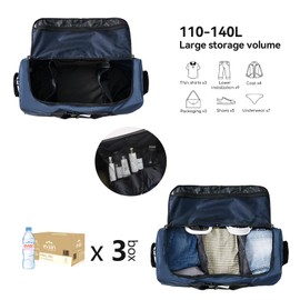 Morthanabag 32" Soft-Sided Wheeled Luggage Bag,110L Expandable 140L Rolling Duffle Bag,Foldable Large Travel Bag with 2 Wheels,Navy