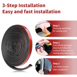 Mtanlo 10m Universal Car Door Seal, Universal Rubber Seal for Car Door, Double Layer Five Hole Car Door Rubber Seal Edge Protection