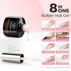 modelones Builder Gel for Gel Nails, 8 in One Builder Gel, Nail Strengthener UV Gel for Strengthener Extension Gel Base Nail Extension, Nail Repair Base Coat Nail Art Manicure, 2 Pieces