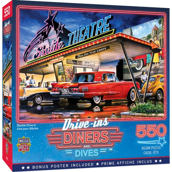 Masterpieces 550 Piece Jigsaw Puzzle for Adults, Family, Or Kids - Starlite Drive-in - 18"x24"