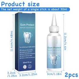 Bettinay 2 Pcs Gum Repair Gel, 30 Ml Gum Shield Gel for Receding Gums, Deeply Cleaning Teeth