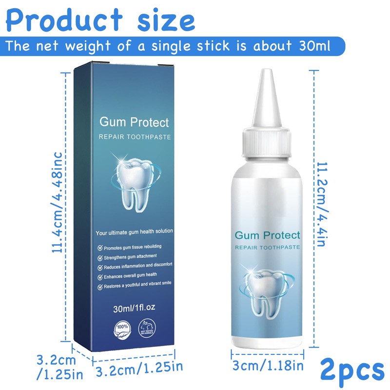 Bettinay 2 Pcs Gum Repair Gel, 30 Ml Gum Shield