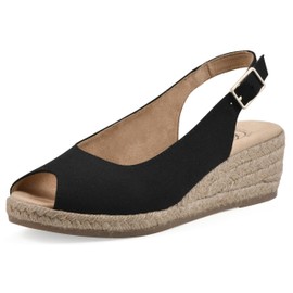 WHITE MOUNTAIN Women's Maize Sling-Back Mini-Heel Espadrille Sandal, Black/Fabric, 7.5 M