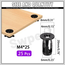 Swpeet 25Pcs M4 Hollow Jack Nuts Wall Anchors, Petal Nuts Nutserts Jacknut Screws Anchor Blind Phillips Insert Bit Hex Shank Assembly for Wall Iron